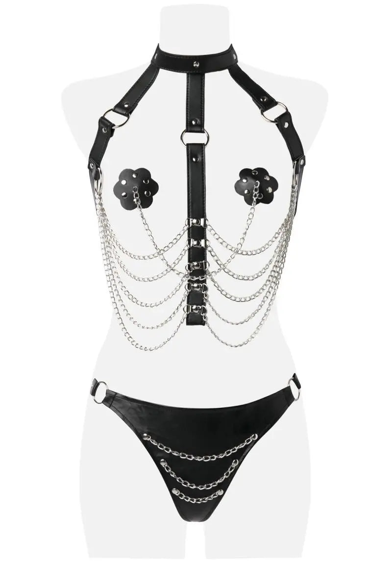 Grey Velvet - 3-teiliges Kettenharness-Set