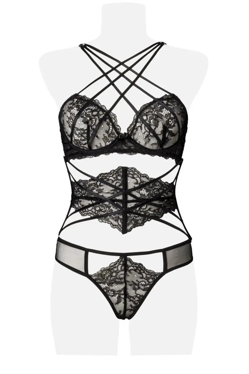 Grey Velvet - 3-teiliges CrissCross Lingerie-Set