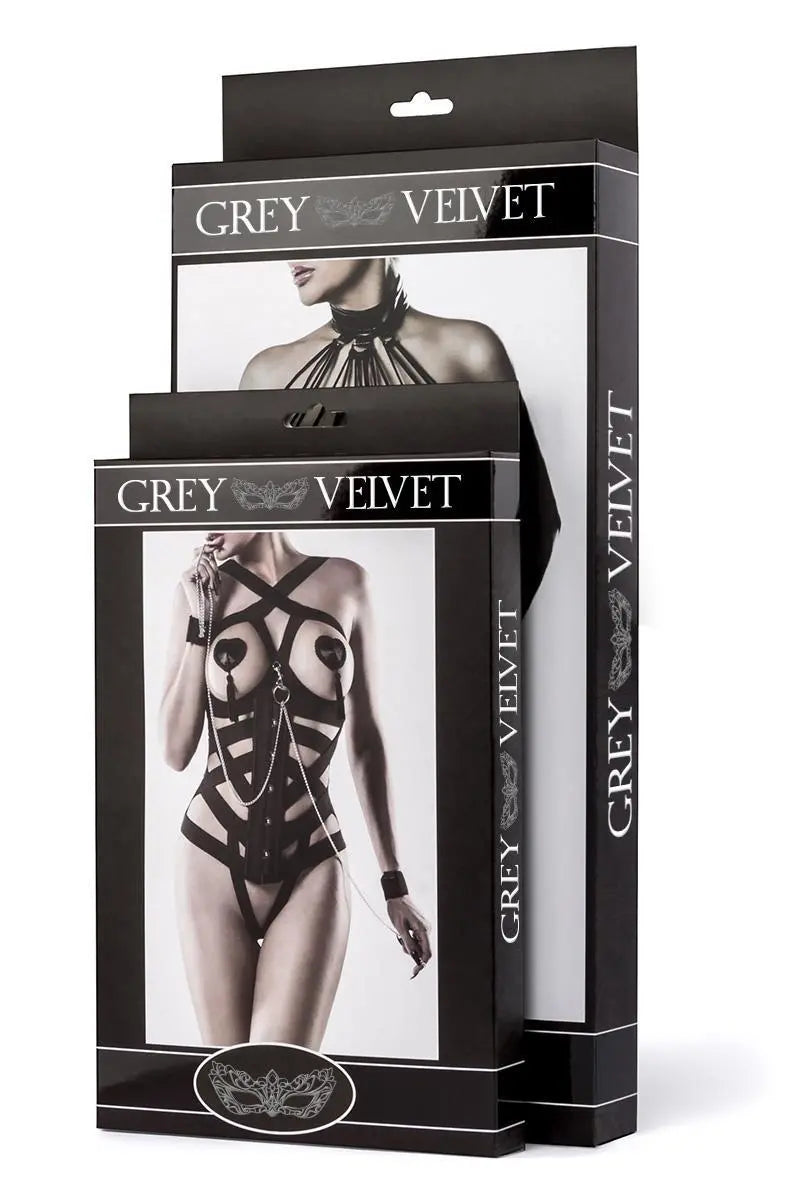 Grey Velvet - 4-teiliges Corsagen-Set mit Ketten