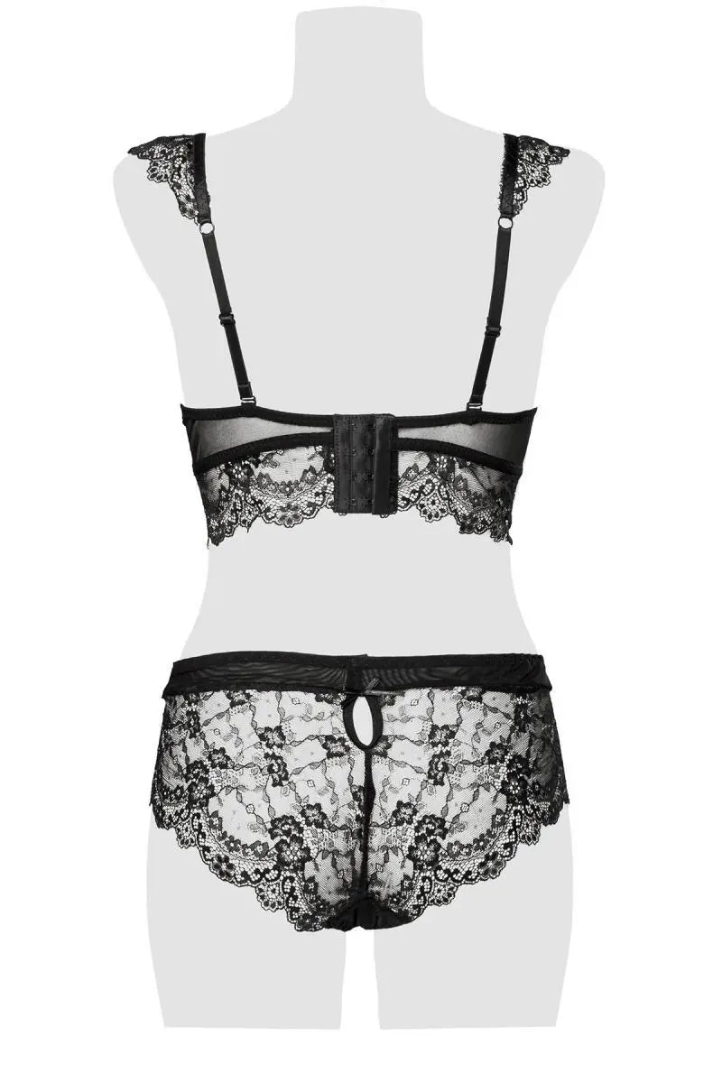 Grey Velvet - Sexy Dessous Set aus Spitze mit Balconette BH