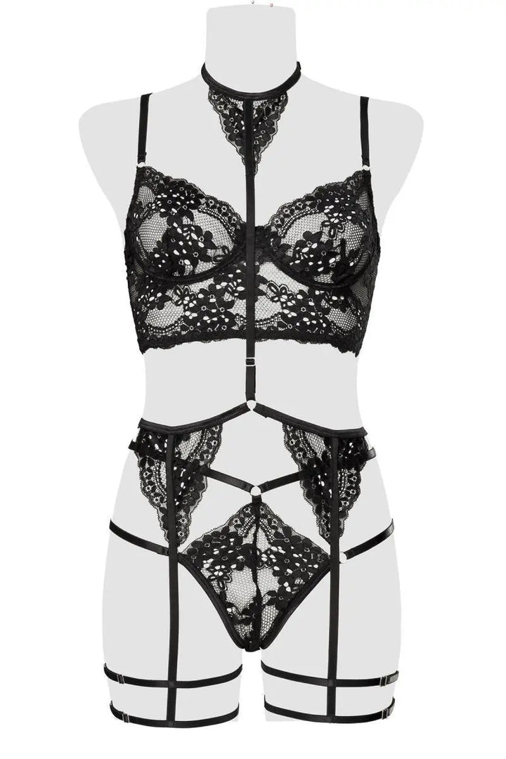 Grey Velvet - Straps-Dessous-Set