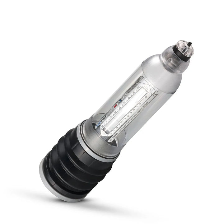 Bathmate Hydromax7 X30 Penispumpe Clear – transparenter Zylinder mit schwarzem Silikonbalg, hochwertiges Hydropumpen-Design