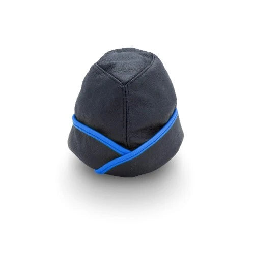 KinkySabine - Garnisonskappe aus Leder schwarz/blau
