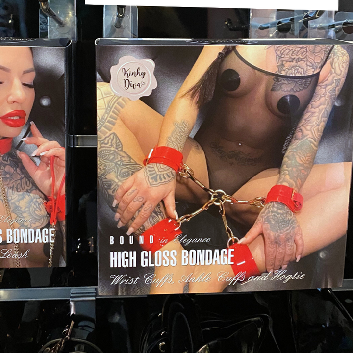 Kinky Diva High Gloss Fesselset Rot Gold