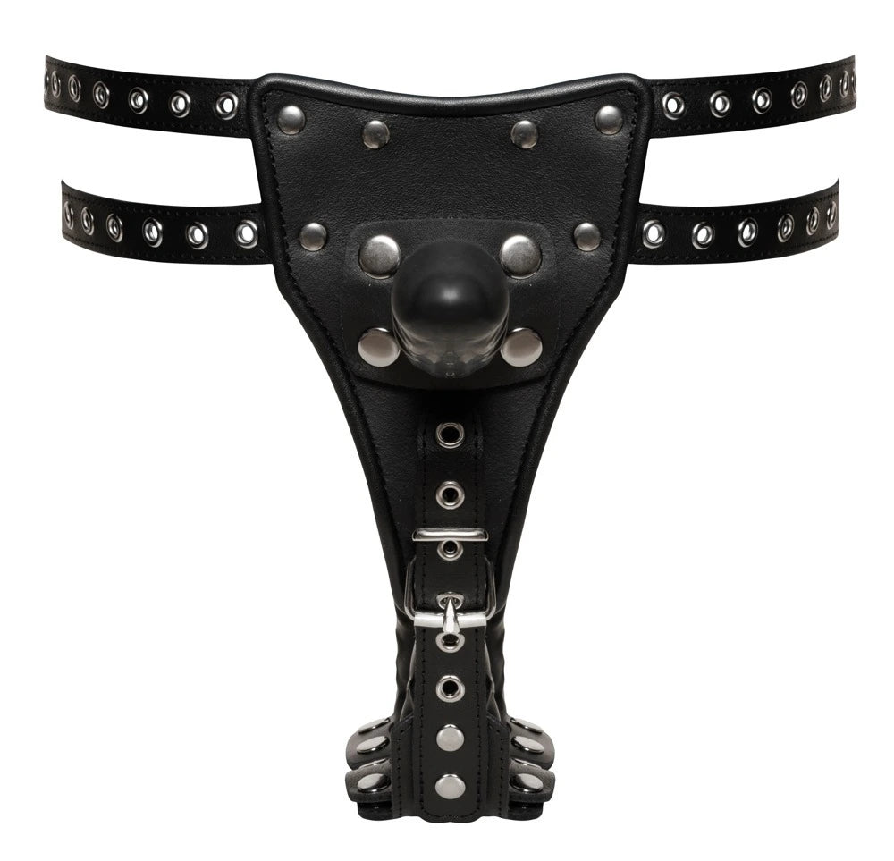 Zado - String aus Leder mit 3 Dildos