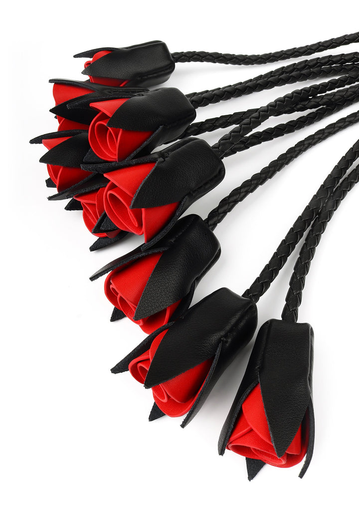 Hidden Desire Genuine Leather Roses Whip