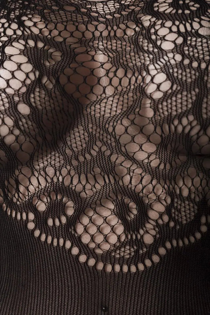 Grey Velvet - Ouvert Bodystocking mit Strapsen und Blüten-Muster