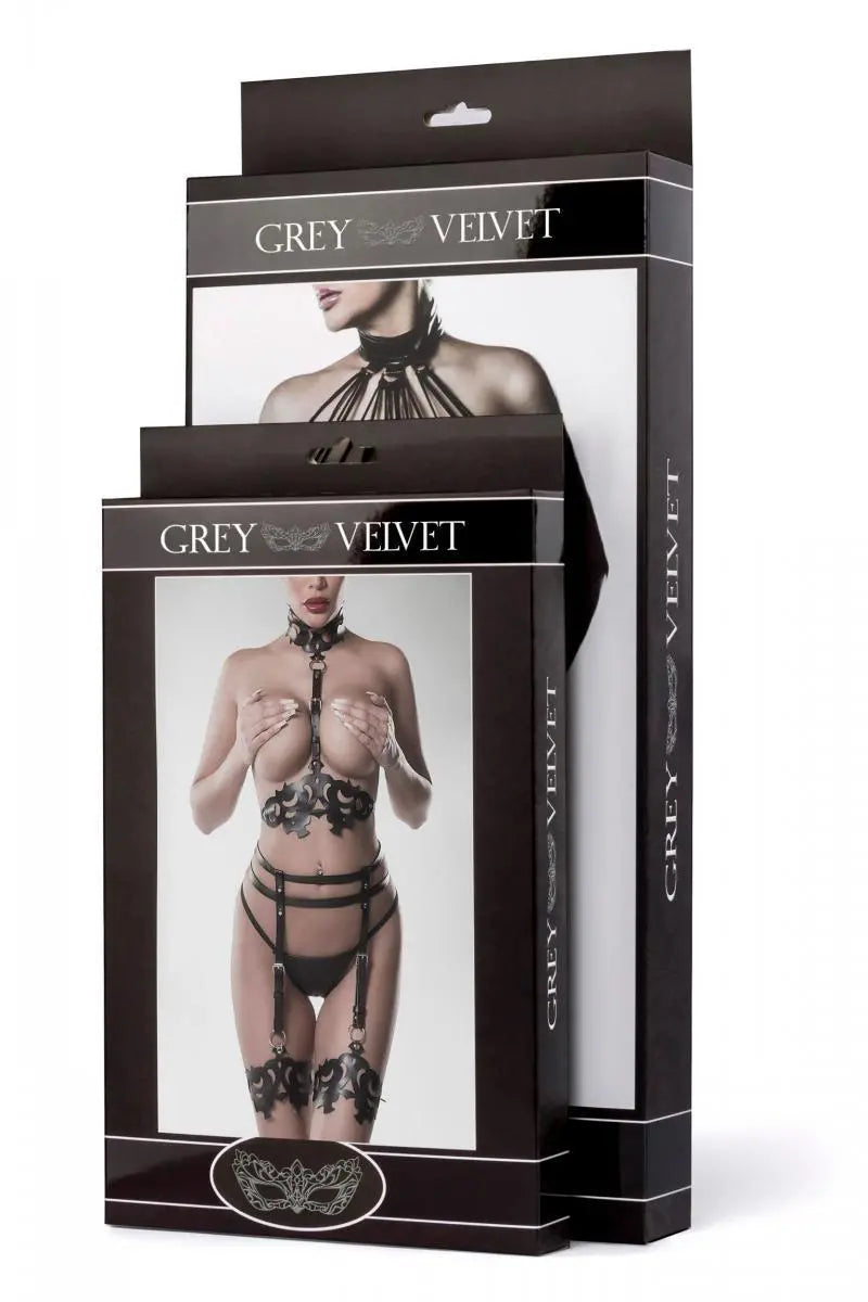 Grey Velvet - Sexy Straps Set aus Spitze mit Bralette Bustier