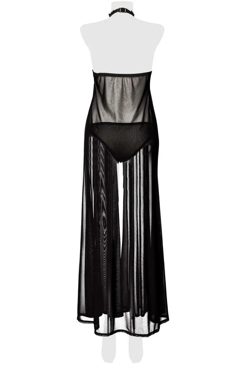 Grey Velvet - Verführerisches Negligékleid mit Halsband aus Häkelspitze