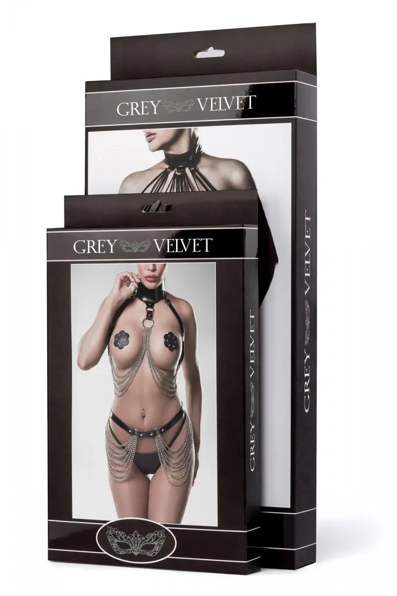 Grey Velvet - 3-teiliges Lingerie-Set Sinnliche Spitze und elastisches Banddesign