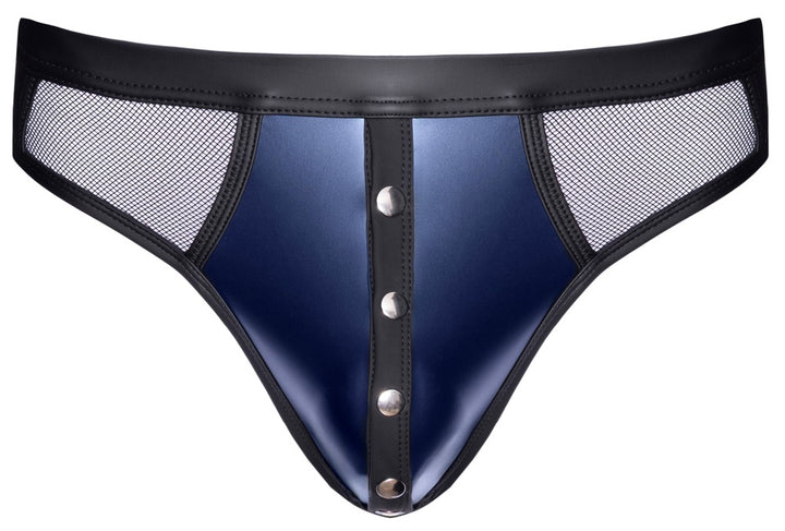 Svenjoyment Herren-String in Dunkelblau mit Netz und Druckknöpfen