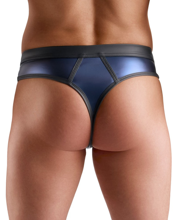 Svenjoyment Herren-String in Dunkelblau mit Netz und Druckknöpfen