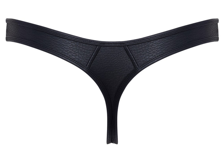 Svenjoyment Herren-String Schwarz mit Metallringen in Piercing-Optik