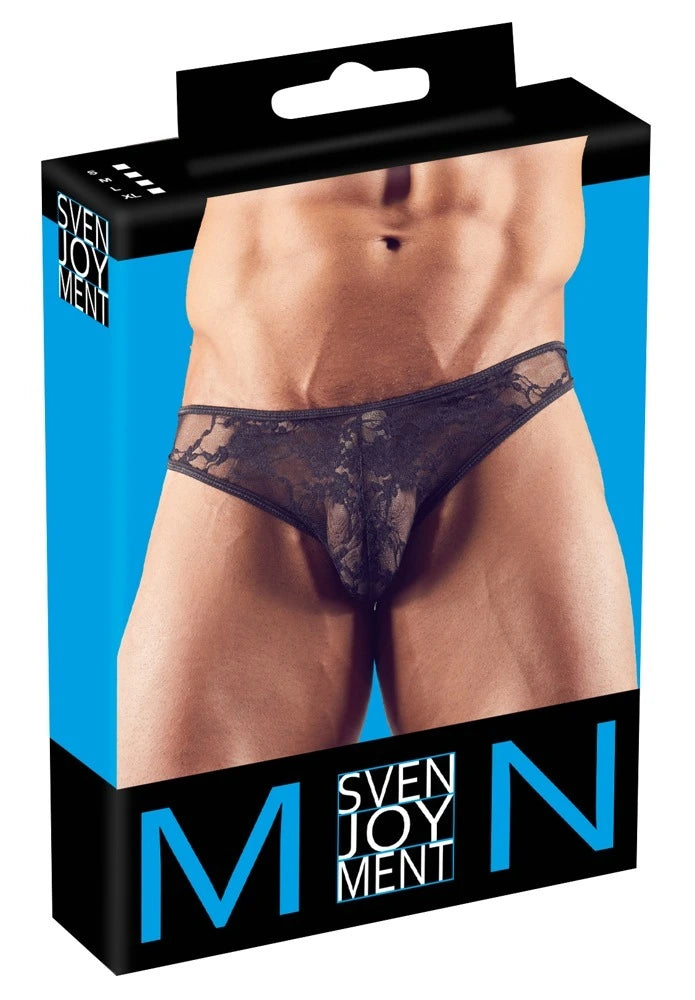 Svenjoyment - Herrn-Slip aus schwarzer Spitze