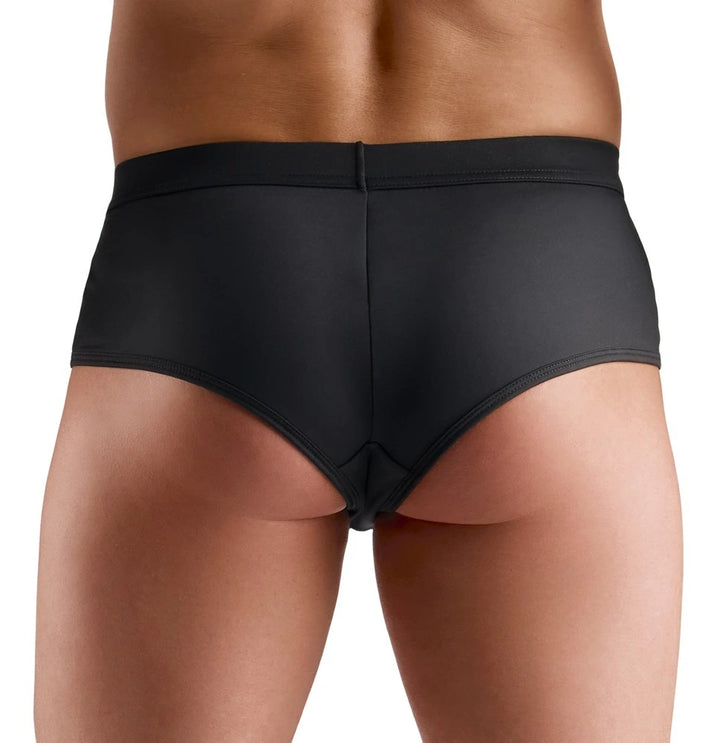 Svenjoyment Herren-Pants in Schwarz, Rückansicht, figurbetonter Schnitt, glänzendes Material, elegantes Design