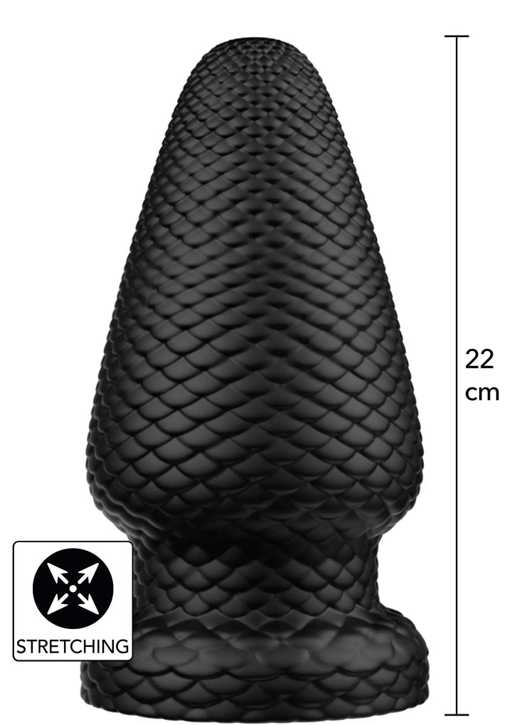 Hidden Desire Giant Dragon Butt Plug XXL in Schwarz mit 22 cm Gesamtlänge