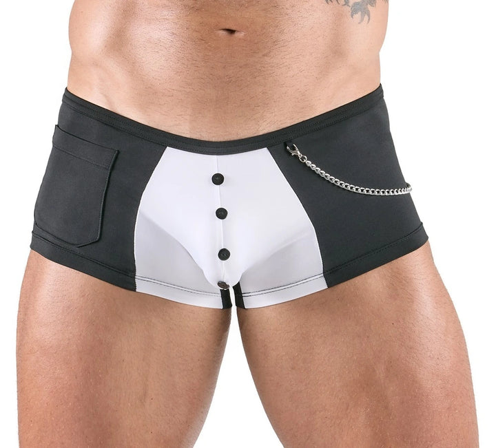 Svenjoyment - Shorts im schwarz-weißen Service-Style