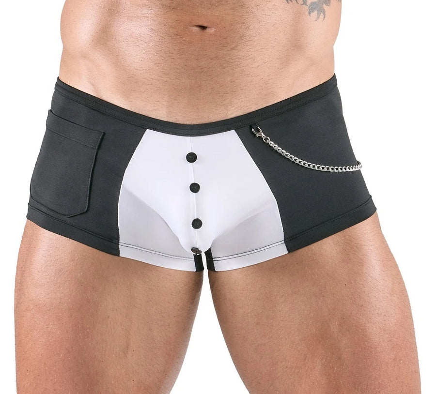 Svenjoyment - Shorts im schwarz-weißen Service-Style