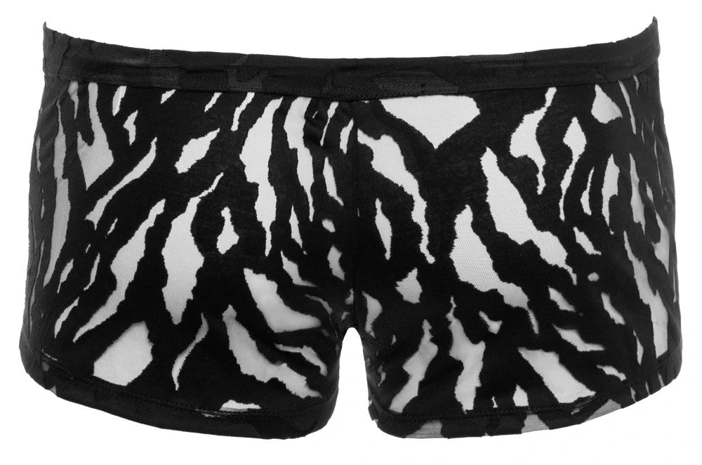 Svenjoyment Herren-Pants in Zebra-Ausbrenner-Optik, schwarz-weiß, figurbetonter Hipster-Schnitt, edles Stretch-Material