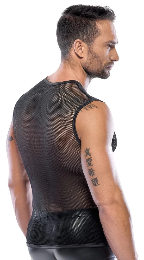 Svenjoyment - Teiltransparentes Netz-Muskelshirt
