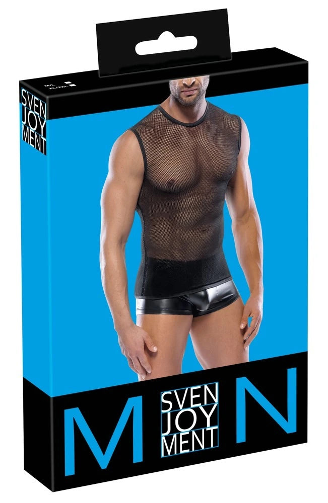 Svenjoyment - Teiltransparentes Netz-Muskelshirt