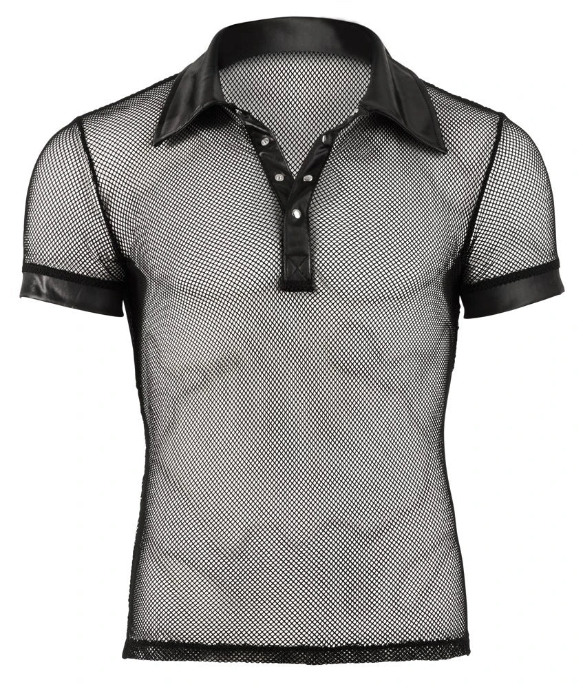 Svenjoyment - Teiltransparentes Netzshirt mit kurzen Ärmeln