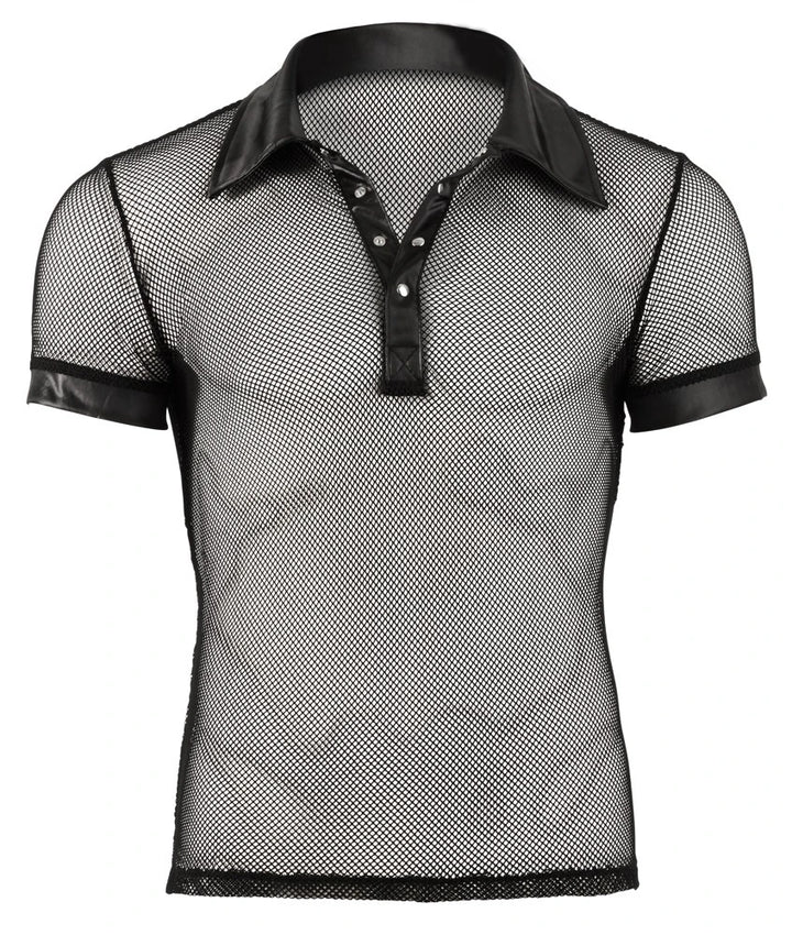 Svenjoyment - Teiltransparentes Netzshirt mit kurzen Ärmeln