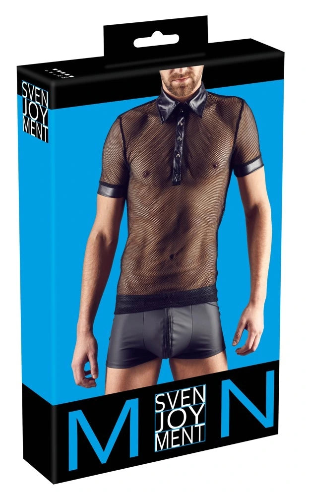 Svenjoyment - Teiltransparentes Netzshirt mit kurzen Ärmeln