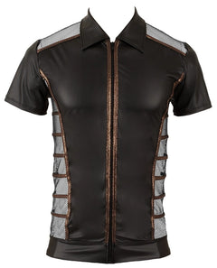 NEK Herrenshirt – Wetlook & Netz in Schwarz