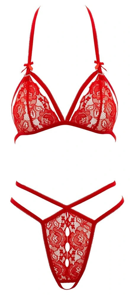 Cottelli Lingerie - Dessousset aus BH und Ouvert-String Rot