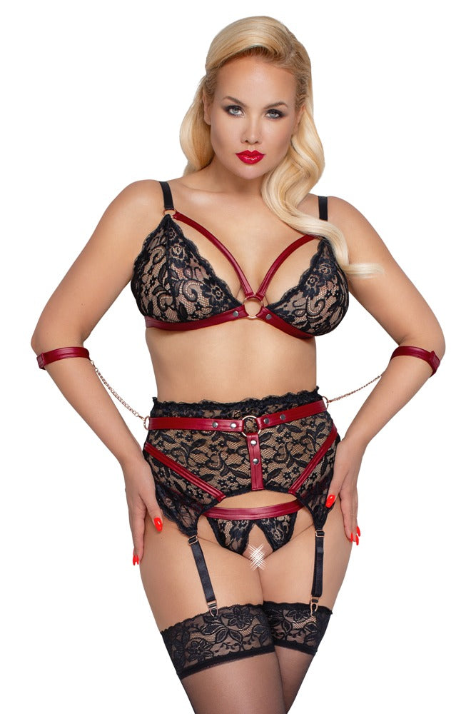 Cottelli Bondage - Ouvert Straps Set schwarz/rot Queensize