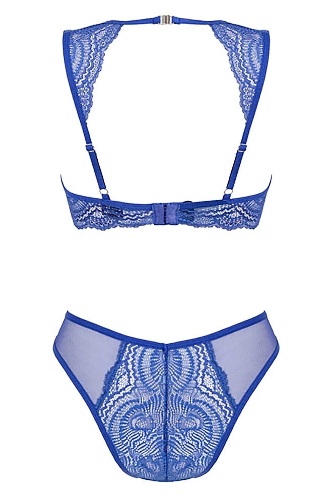 Obsessive Giselia Dessous-Set Blau – 2-teiliges BH-Set mit Spitze und Powernet