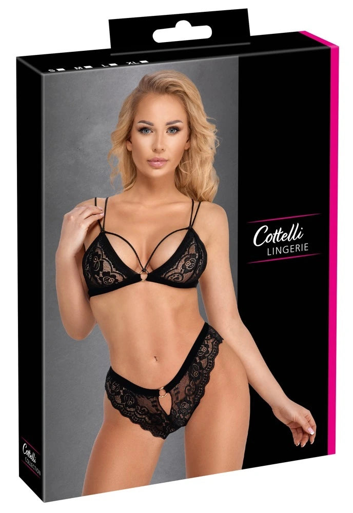 Cottelli Lingerie - Set mit stimulierendem Perlenslip schwarz