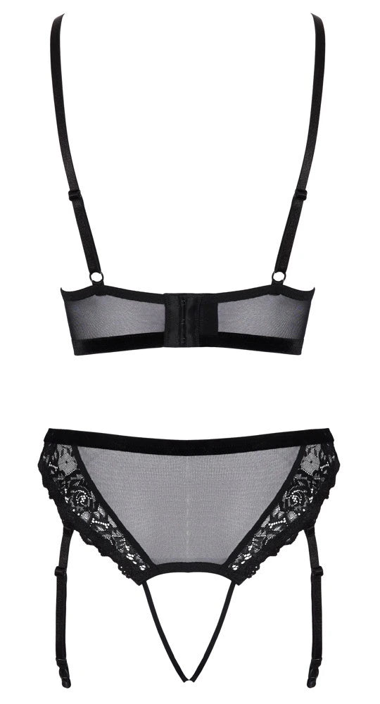 Cottelli Lingerie - Dessous Set Ouvert mit Strapsen