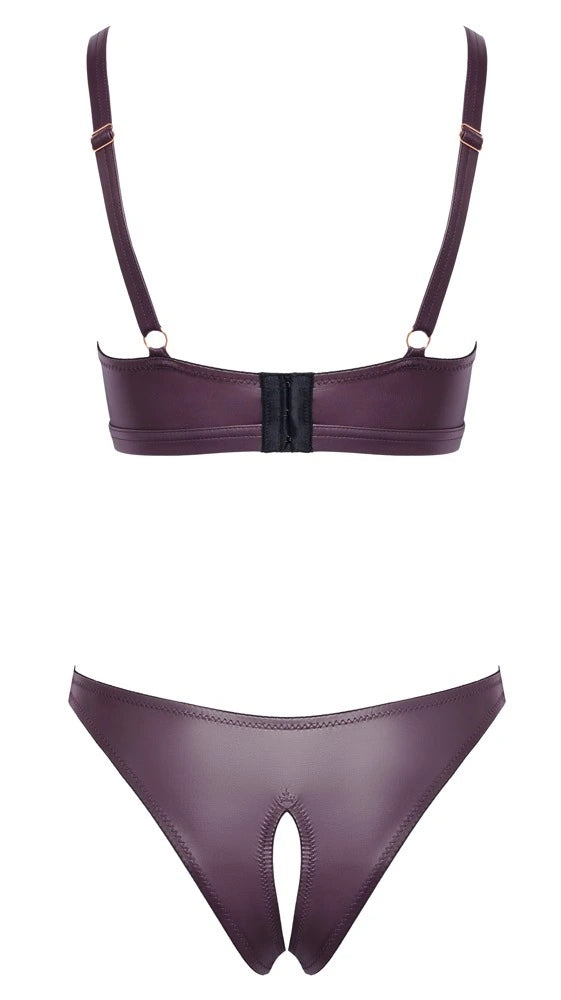 Cottelli Lingerie - Ouvert Set mit Slip und BH lila