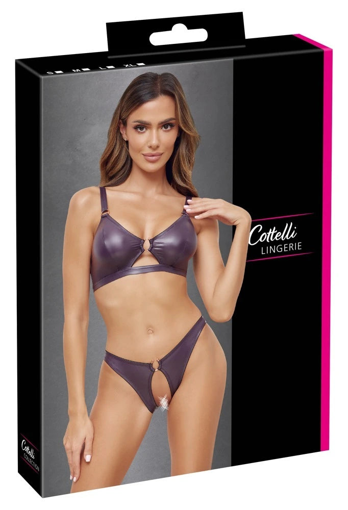 Cottelli Lingerie - Ouvert Set mit Slip und BH lila