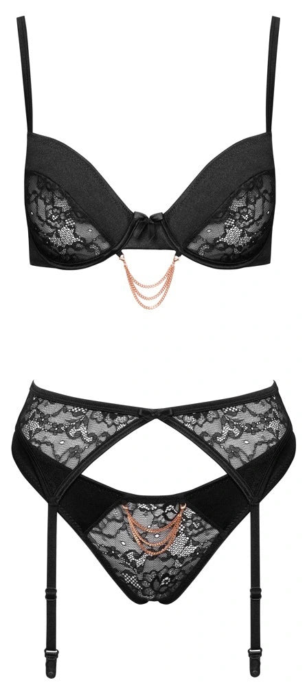 Cottelli Lingerie - Ouvert Dessousset mit Schmuckkettchen schwarz