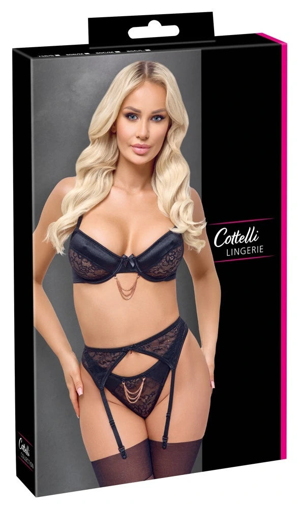 Cottelli Lingerie - Ouvert Dessousset mit Schmuckkettchen schwarz