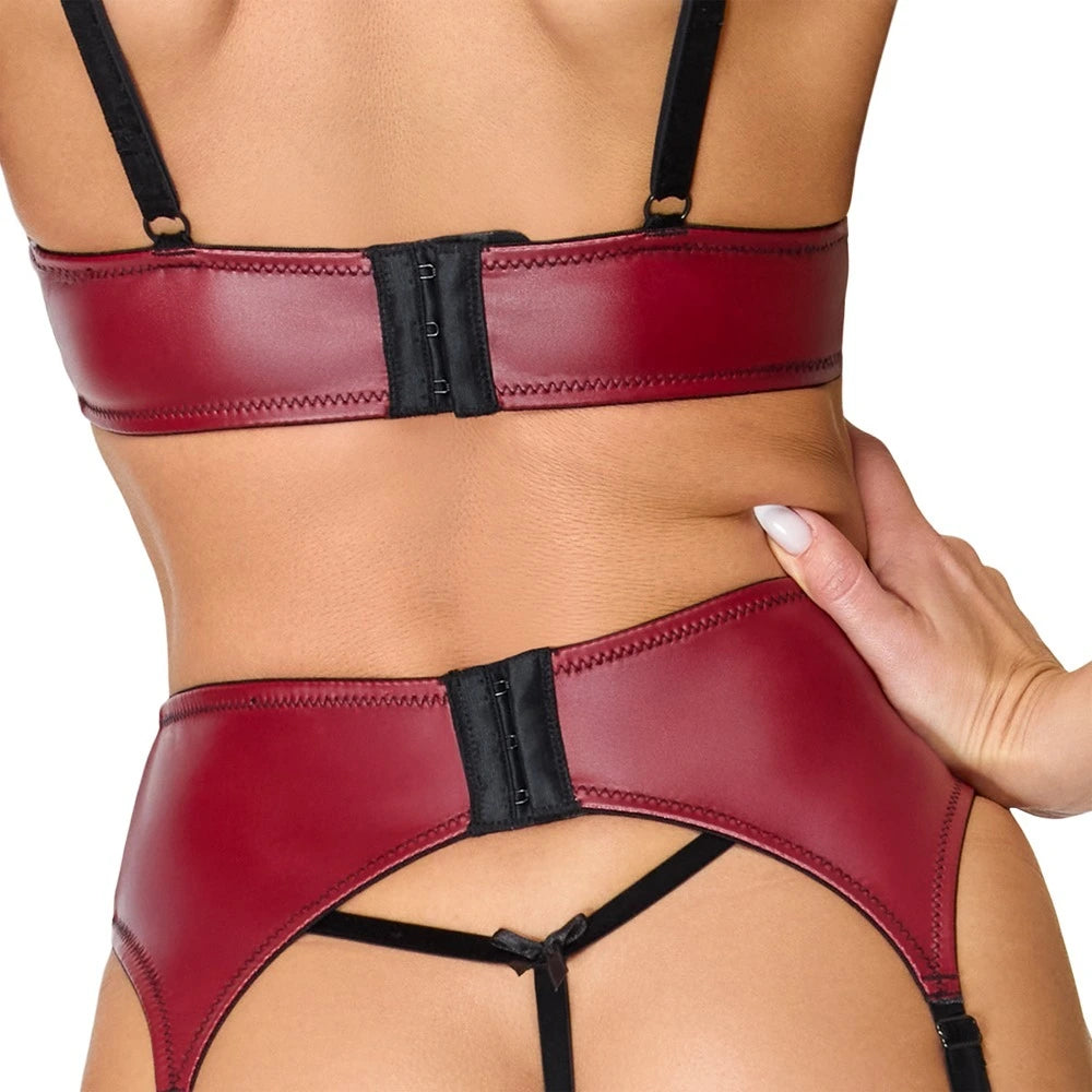 Cottelli Lingerie Ouvert-BH, Strapsgürtel & String ouvert – Detailaufnahme 3