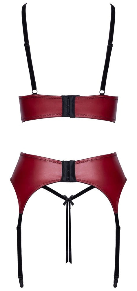 Cottelli Lingerie Ouvert-BH, Strapsgürtel & String ouvert – freigestellte Rückansicht