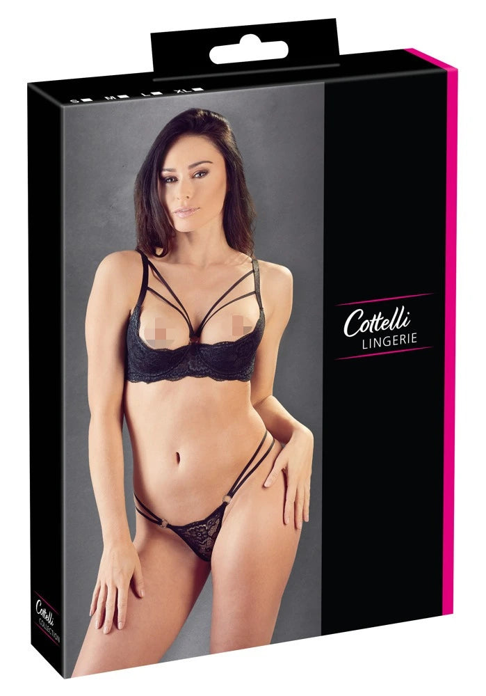 Cottelli Lingerie - Dessousset mit Hebe und String Schwarz