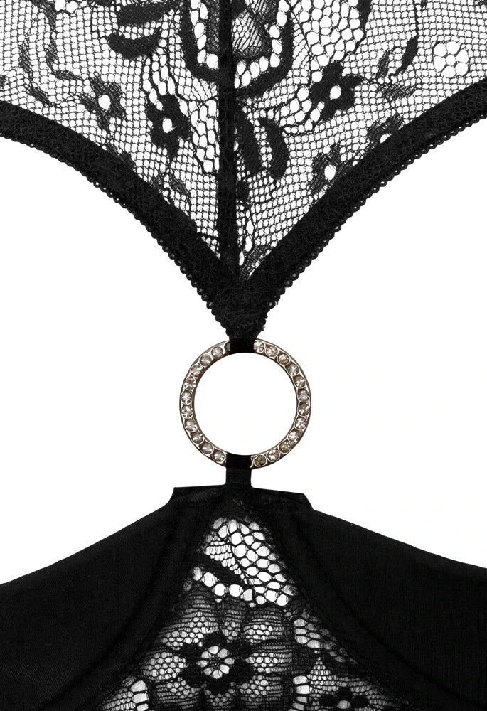 Cottelli Lingerie - Ouvert-Set mit Büstenhebe und String Schwarz
