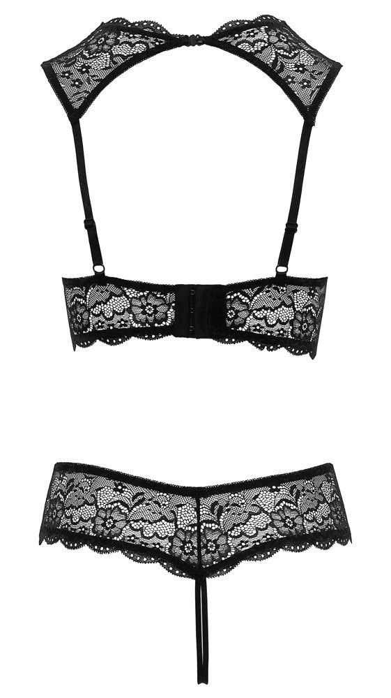 Cottelli Lingerie - Ouvert-Set mit Büstenhebe und String Schwarz
