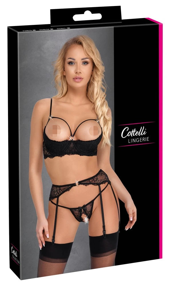 Cottelli Lingerie - Hebe Ouvert Set Schwarz