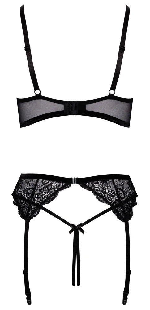 Cottelli Lingerie Ouvert Dessous Set mit Hebe und String schwarz