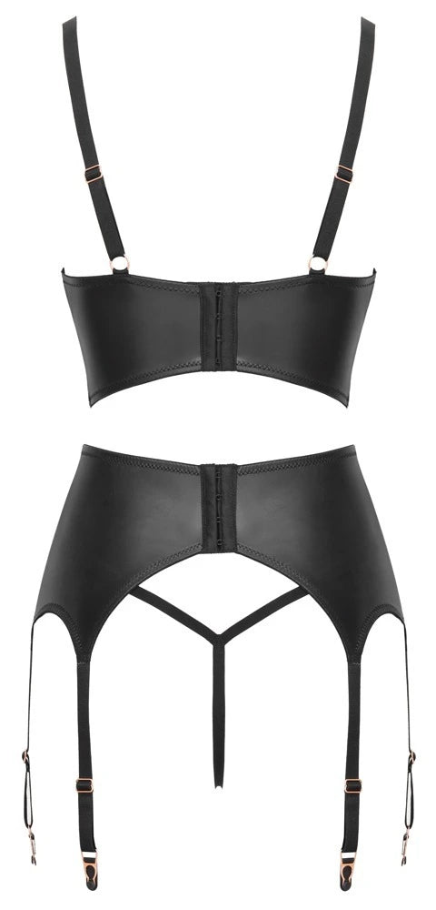 Abierta Fina Hebe-Set mit Strapsgürtel & Ouvert-String Schwarz