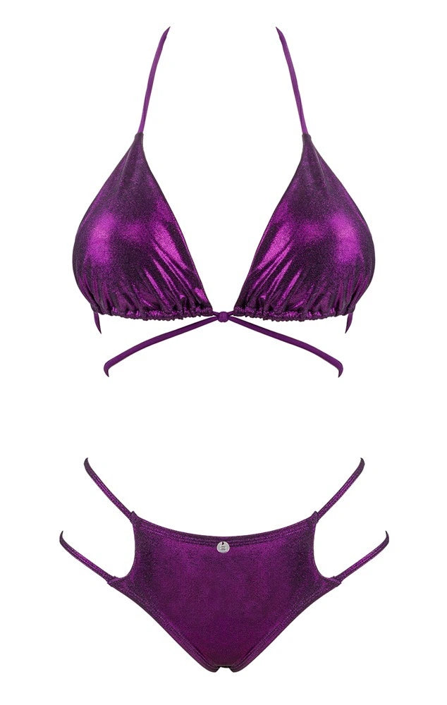 Obsessive Balitta Bikini Lila – Glanz-Bikini mit Neckholder und Stretchbändern