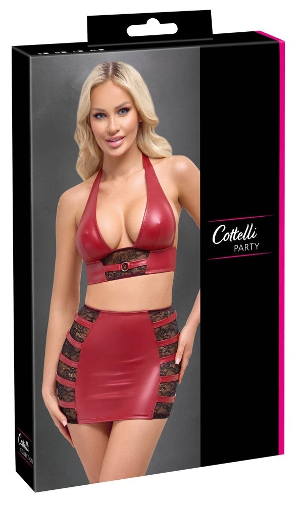 Cottelli Party - Set aus Wetlook mit Spitze Rot