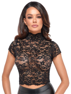 Noir Handmade - teiltransparentes Spitzen Top F303