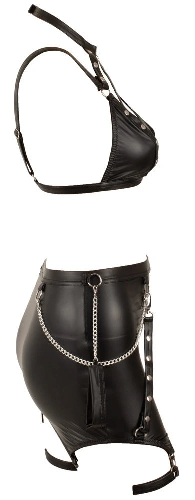 Cottelli Riemen-BH und Straps-Minirock als Produktansicht von der Seite